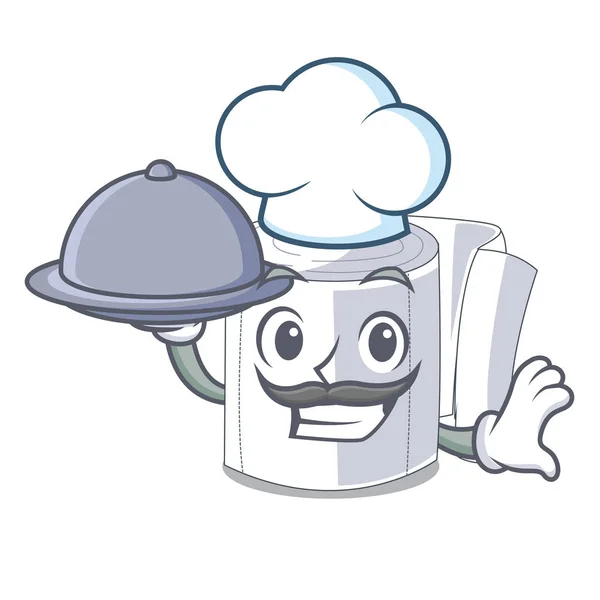Chef Food Toilet Paper Shape Mascot Vector Illustration — Stock Vector