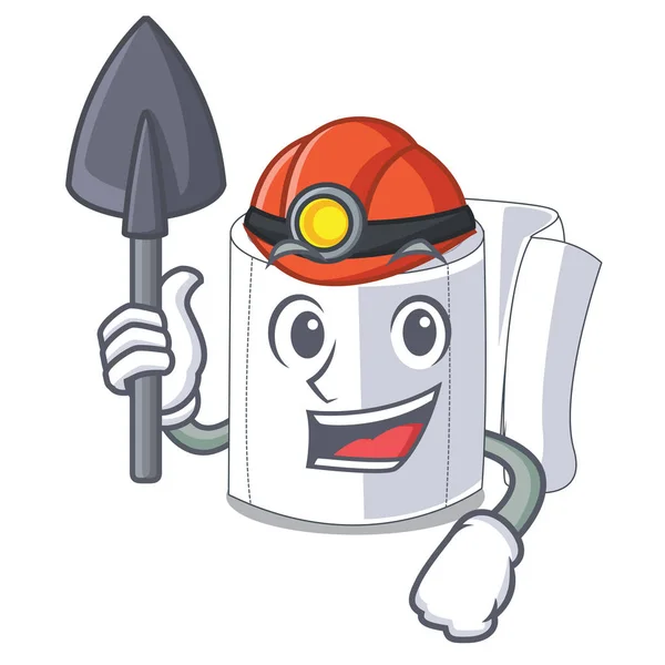 Minero Papel Higiénico Forma Mascota Vector Ilustración — Vector de stock