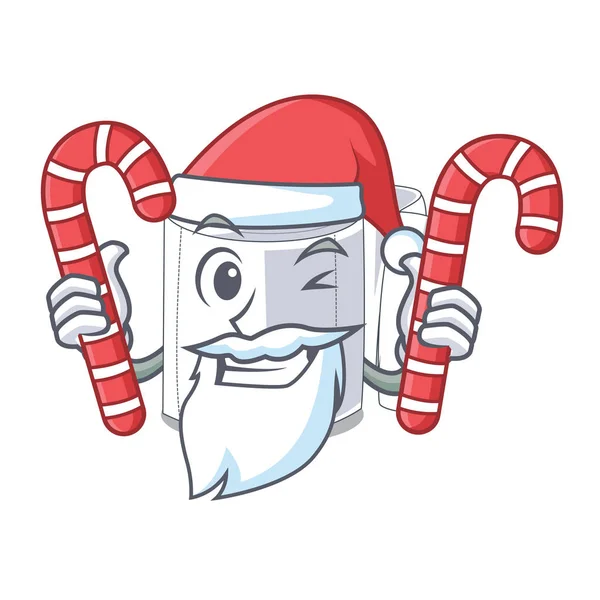 Weihnachtsmann Mit Bonbons Toilettenpapier Isoliert Mit Den Cartoons Vektor Illustration — Stockvektor