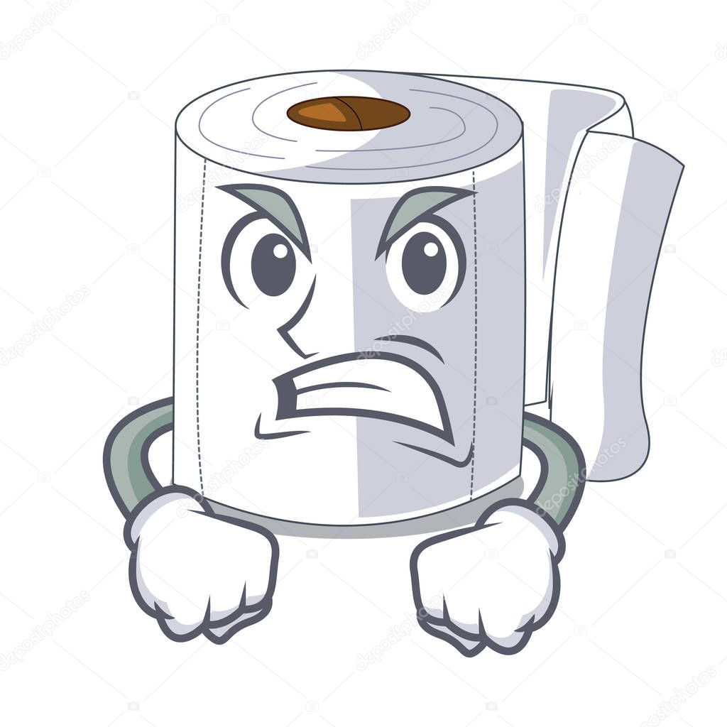 Angry toilet paper in shape of mascot vector illustration