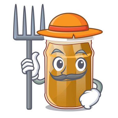 Bir karakter kavanoz vektör çizim çiftçi badem ezmesi