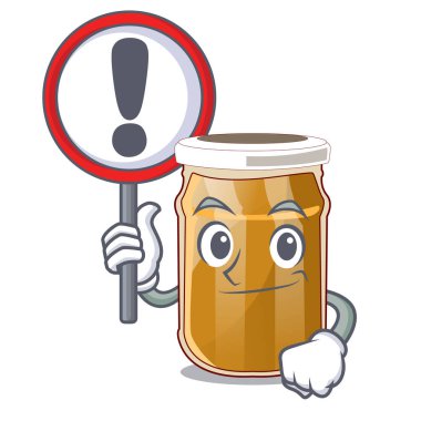 Bir karakter kavanoz vektör çizim ile işaret badem ezmesi