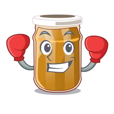 Bir karakter kavanoz vektör çizim içinde badem ezmesi boks