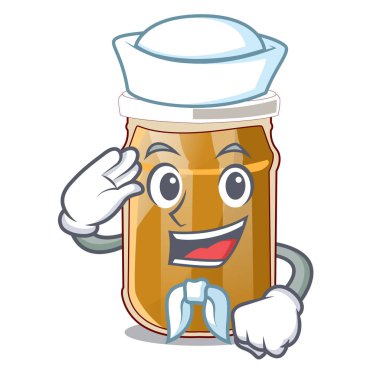 Bir karakter kavanoz vektör çizim denizci badem ezmesi