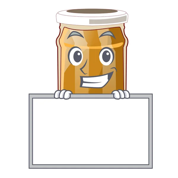 Grinning Board Almond Butter Character Jar Vector Illustration — Stock Vector