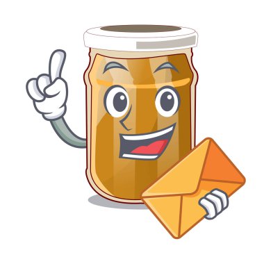 Zarf badem ezmesi ile bir çizgi film tablo vektör çizim