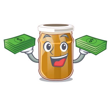 Denizci bir kase vektör çizim karikatür dürbün badem ezmesi ile