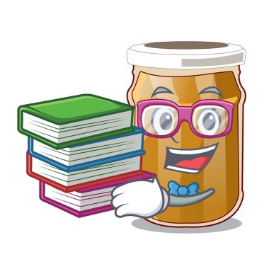 Maskot vektör illüstrasyon izole kitap badem ezmesi ile öğrenci