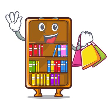 Şekil ahşap vektör çizim karikatür kitaplık alışveriş