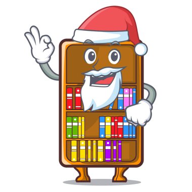 Noel Baba çizgi film kitaplık çalışma Oda vektör çizim içinde