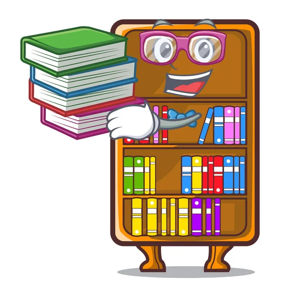 Student Book Cartoon Bookcase Study Room Vector Illustration — Stock Vector