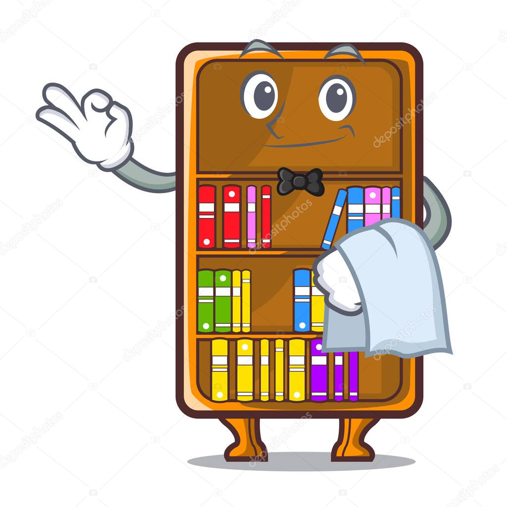 Waiter bookcase isolated in the with characters vec tor illustration