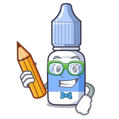 Maskot ahşap tablolar vektör çizim üzerinde öğrenci göz damlası