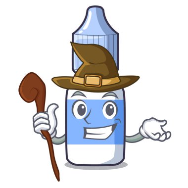 Uyuşturucu raf vektör çizim üzerinde cadı çizgi film göz damlası