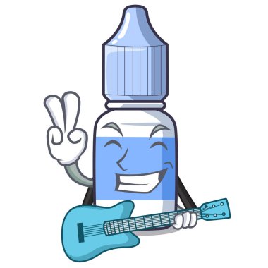 Gitar ile uyuşturucu raf vektör çizim üzerinde çizgi film göz damlası