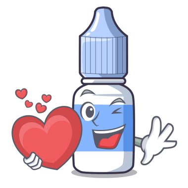 Kalp ile uyuşturucu raf vektör çizim üzerinde çizgi film göz damlası