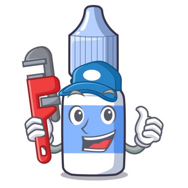 Tesisatçı göz damlaları ile karakter vektör illüstrasyon izole