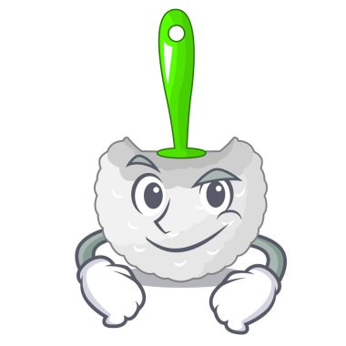Banyo vektör çizim Smirking karikatür tuvalet fırçası