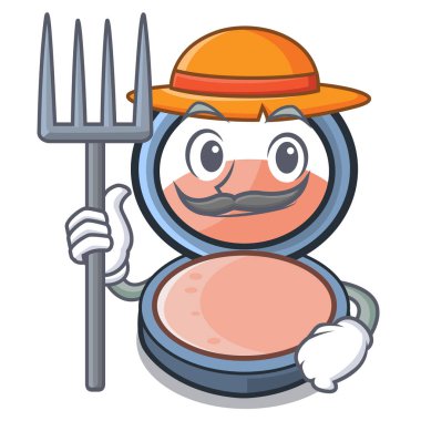 Bir çizgi film makyaj çantası vektör çizim üzerinde çiftçi allık