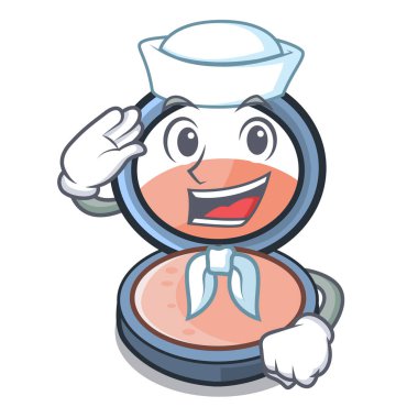 Denizci allık bir çizgi film makyaj çantası vektör çizim üzerinde