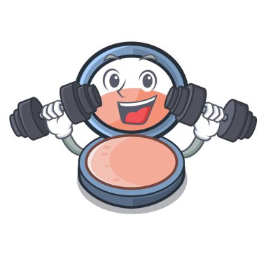 Bir çizgi film makyaj çantası vektör çizim üzerinde Fitness allık