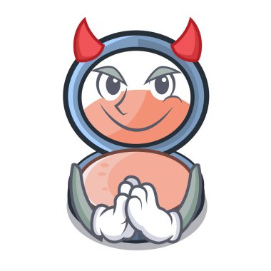 Şeytan blosh maskotu tuvalet masası vektör çizim üzerinde