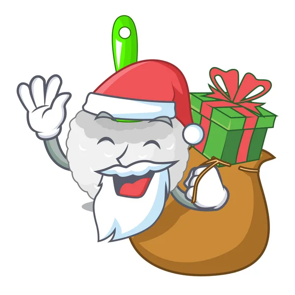 Santa Con Cepillo Baño Regalo Junto Mascota Bañera Vector Ilustración — Vector de stock