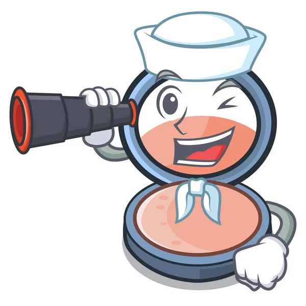 Sailor Binocular Blosh Mascot Dressing Table Vector Illustration — Stock Vector