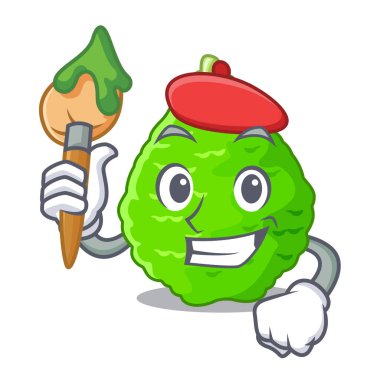 Sanatçı Güney Afrika'da bir kabile kireç sepet sebze maskot vektör çizim