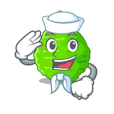 Denizci Güney Afrika'da bir kabile kireç sepet sebze maskot vektör çizim