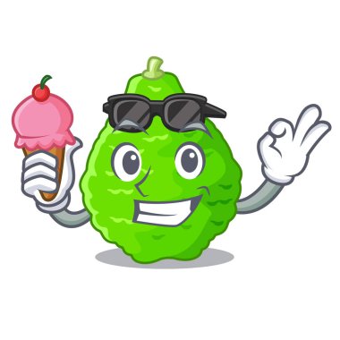 Dondurma Güney Afrika'da bir kabile kireç dilimleri ile karikatür plaka vektör çizim