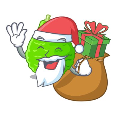 Noel Baba hediye kireç Güney Afrika'da bir kabile ile çizgi film vektör çizim ile izole