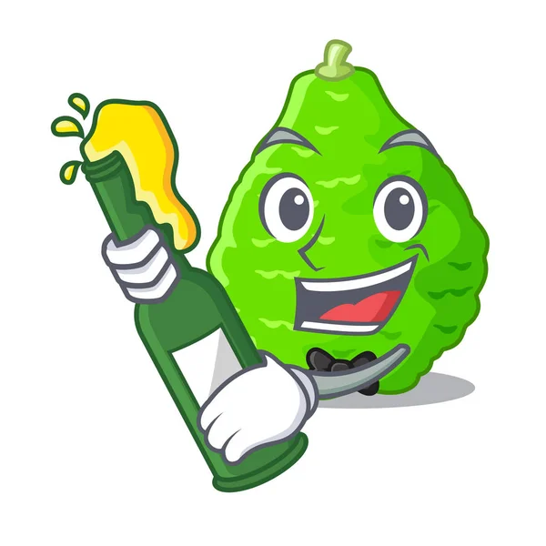 Met Bier Lime Kaffir Geïsoleerd Met Cartoons Vectorillustratie — Stockvector