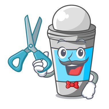 Deodorant maskot vektör çizim yukarıda atışında Kuaför