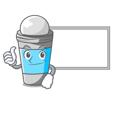 Başparmak yukarıya kurulu ile deodorant maskot vektör çizim üzerinde rulo