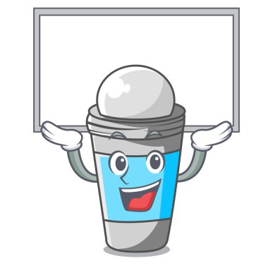 Yönetim Kurulu olarak deodorant maskot vektör çizim yukarıda üzerinde topla