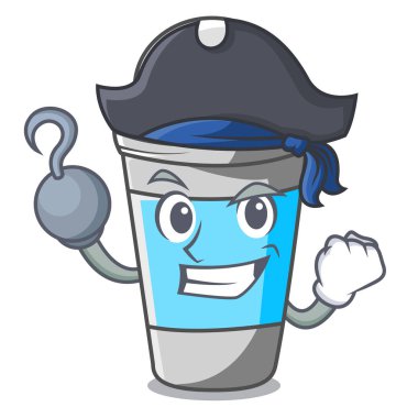 Korsan deodorant maskot vektör çizim yukarıda üzerinde rulo