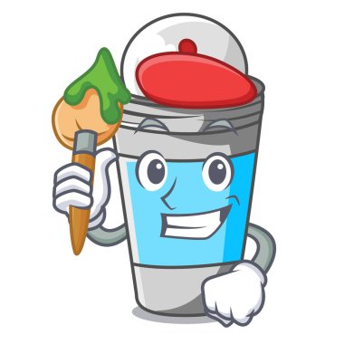 Sanatçı deodorant maskot vektör çizim yukarıda üzerinde rulo