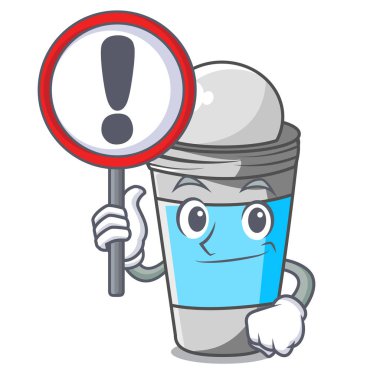 İşareti rulo ile deodorant maskot vektör çizim yukarıda