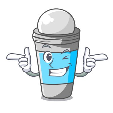 Wink deodorant çizgi film şişe vektör çizim üzerinde rulo