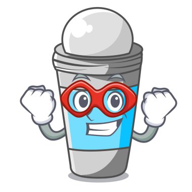 Süper kahraman karikatür şişe vektör çizim deodorant üzerinde rulo