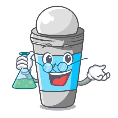 Profesör deodorant çizgi film şişe vektör çizim üzerinde rulo