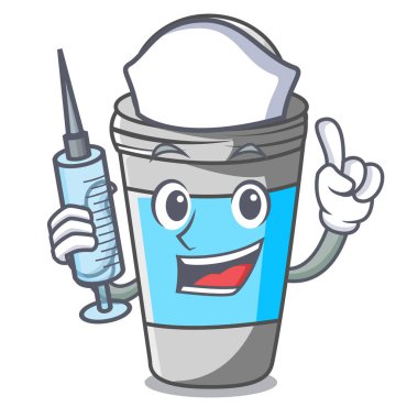 Hemşire deodorant çizgi film şişe vektör çizim üzerinde rulo