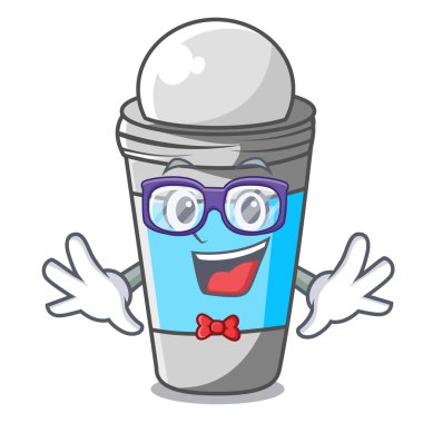 Geek deodorant çizgi film şişe vektör çizim üzerinde rulo