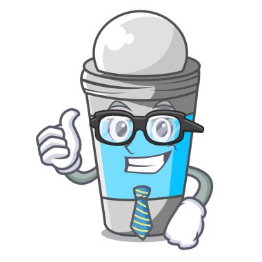 İşadamı deodorant çizgi film şişe vektör çizim üzerinde rulo