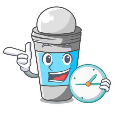 Saat rulo ile çizgi film şişe vektör çizim deodorant