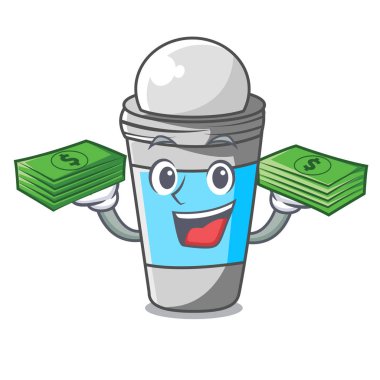 Para çantası ile deodorant karakter çanta vektör çizim içinde rulo