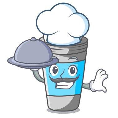 Şef gıda deodorant ile karakter çanta vektör çizim içinde rulo