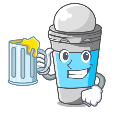 Suyu ile deodorant karakter çanta vektör çizim içinde rulo