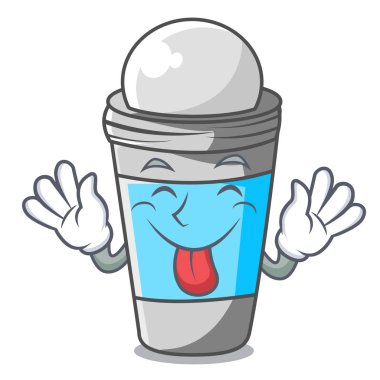 Çizgi film vektör çizim ile izole deodorant roll dışarı dil